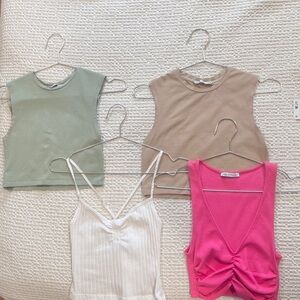 Zara Pink and Tan Crop Tops